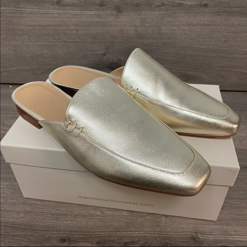 Marc Fisher | Pam Gold Leather Mule - Picture 8 of 9